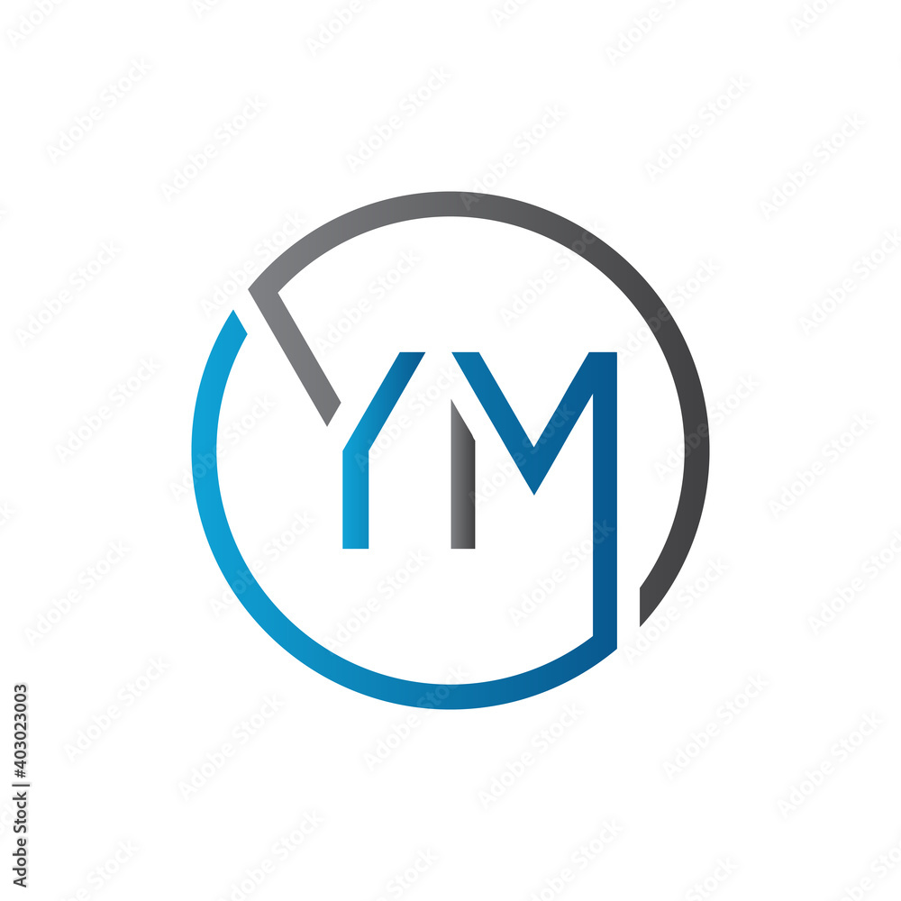 YM Logo Design Vector Template. Initial Circle Letter YM Vector Illustration YM Logo Design Vector Template. Initial Circle Letter YM Vector Illustration