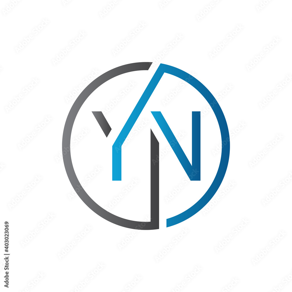 YN Logo Design Vector Template. Initial Circle Letter YN Vector Illustration - obrazy, fototapety, plakaty 
