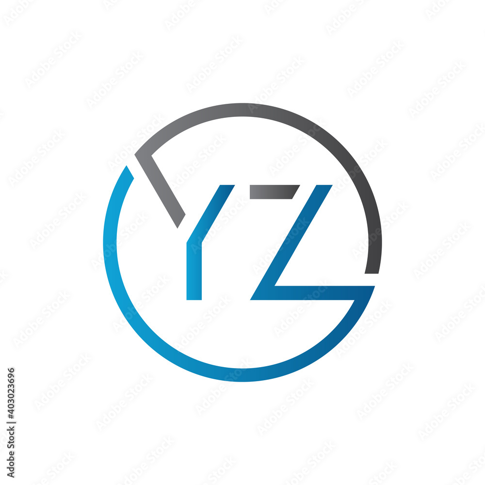 YZ Logo Design Vector Template. Initial Circle Letter YZ Vector Illustration YZ Logo Design Vector Template. Initial Circle Letter YZ Vector Illustration