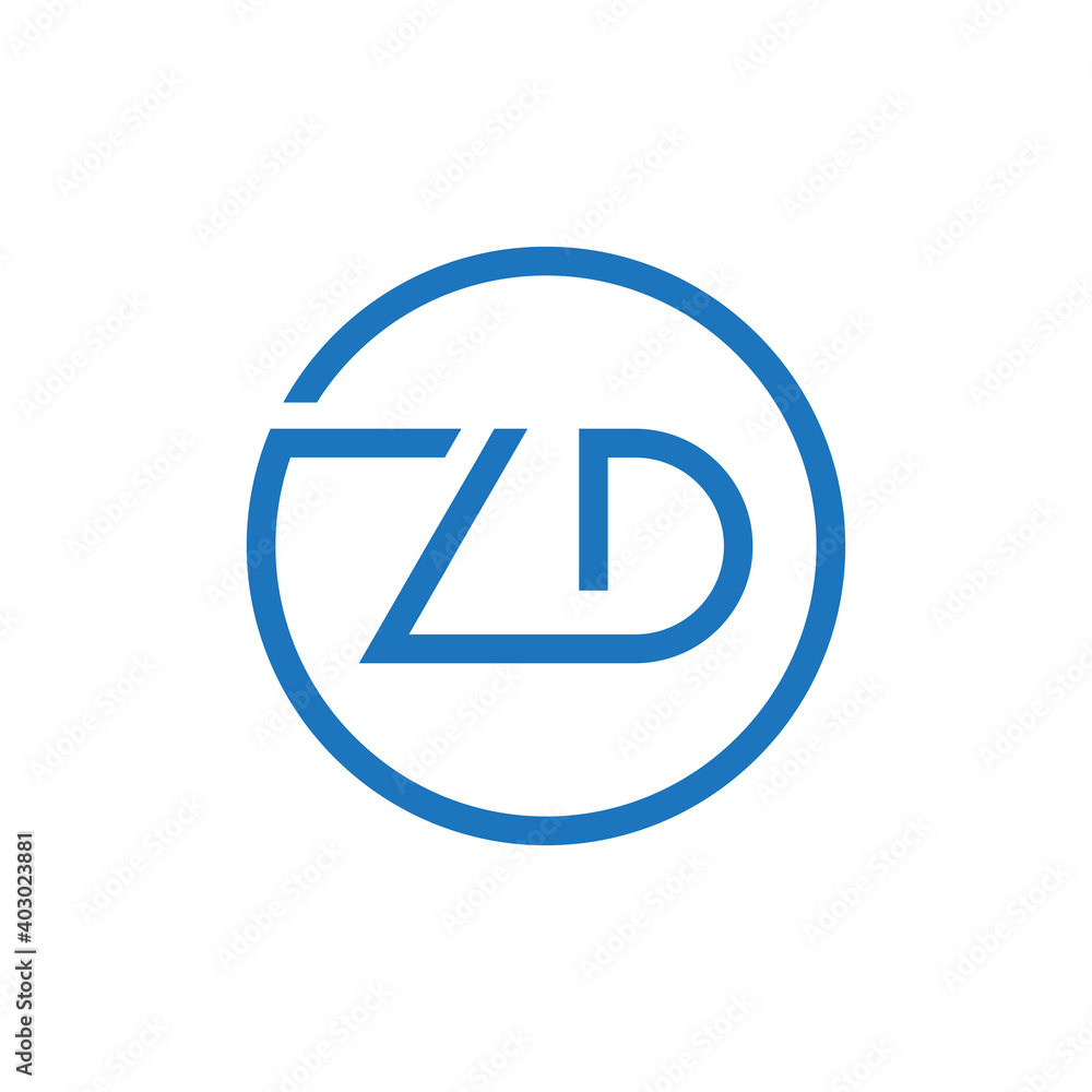 ZD Logo Design Vector Template. Initial Circle Letter ZD Vector Illustration