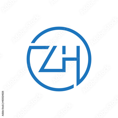 ZH Logo Design Vector Template. Initial Circle Letter ZH Vector Illustration