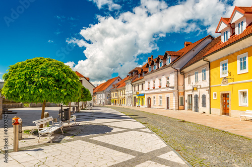 View of the main street in Kamnik, a small historical town in Slovenia