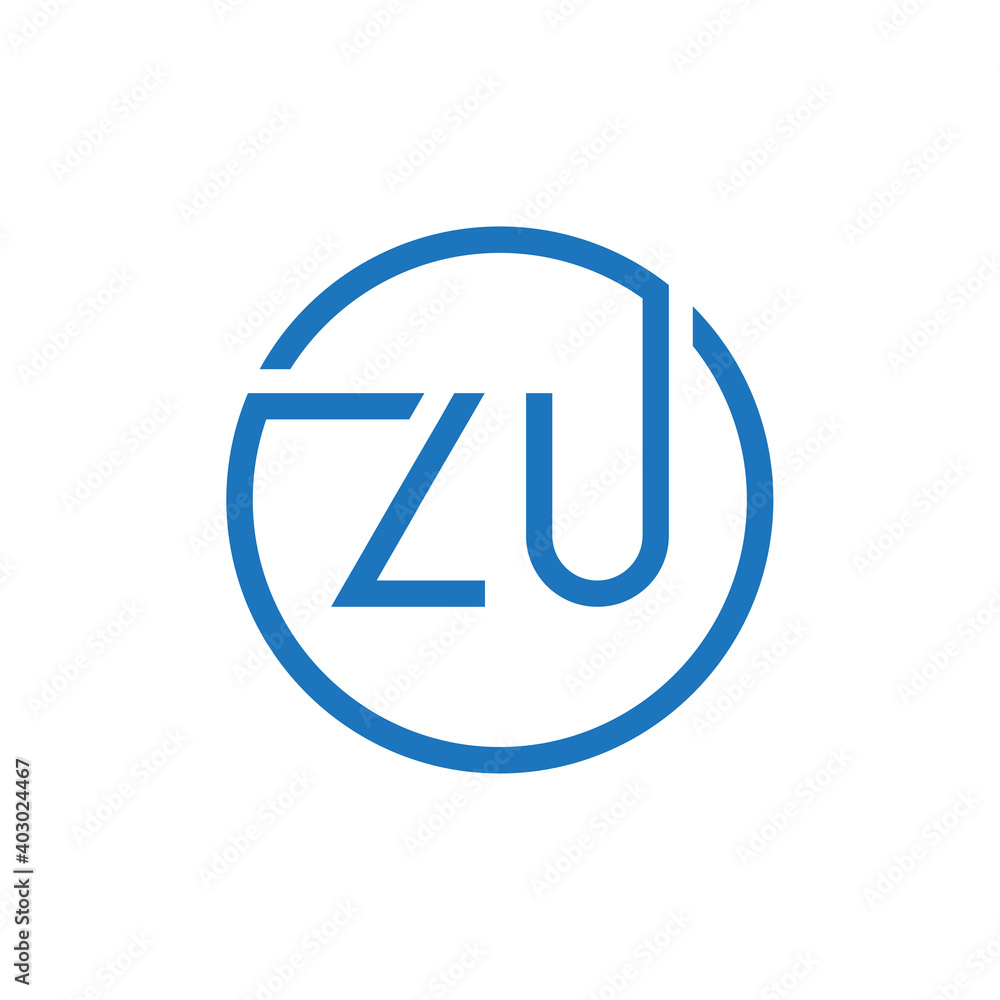 ZU Logo Design Vector Template. Initial Circle Letter ZU Vector Illustration ZU Logo Design Vector Template. Initial Circle Letter ZU Vector Illustration