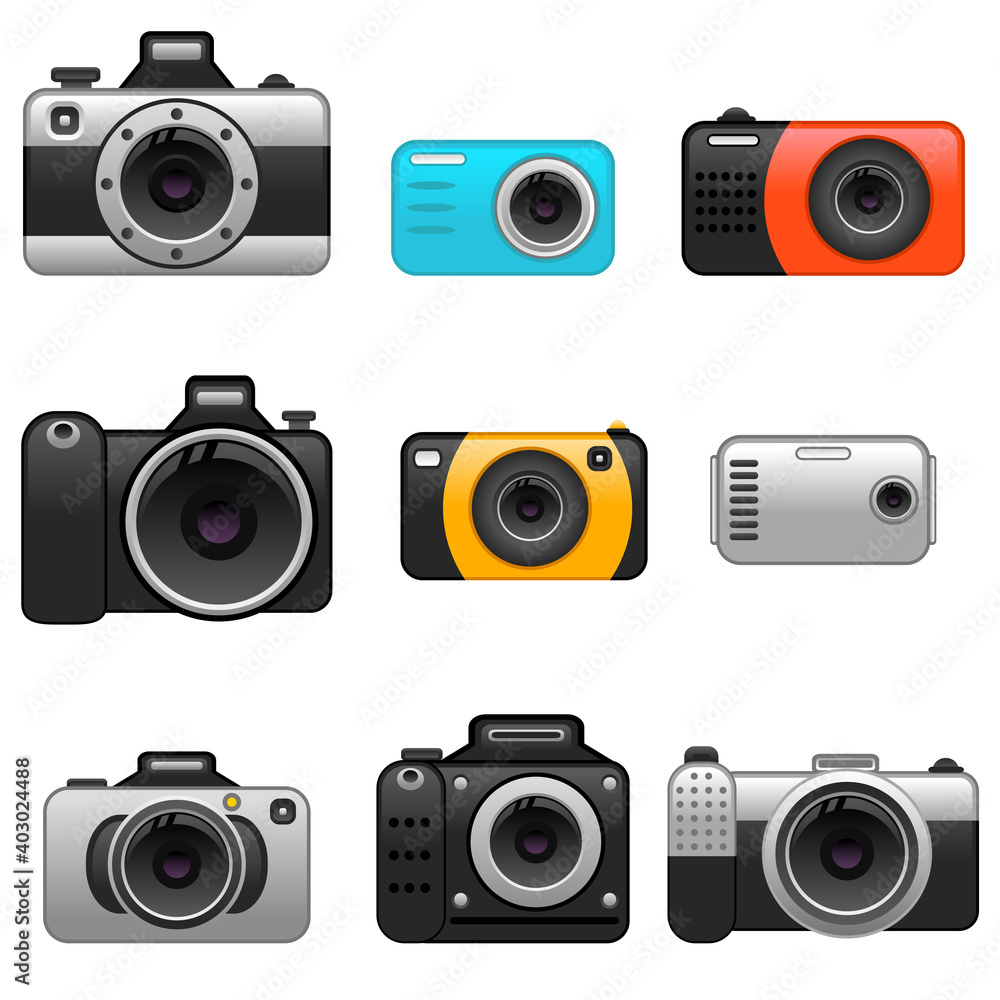 Digital and retro camera set.Vector illustration. Digital and retro camera set.Vector illustration.