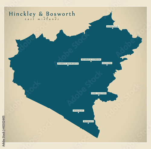 Hinckley and Bosworth district map - England UK photo