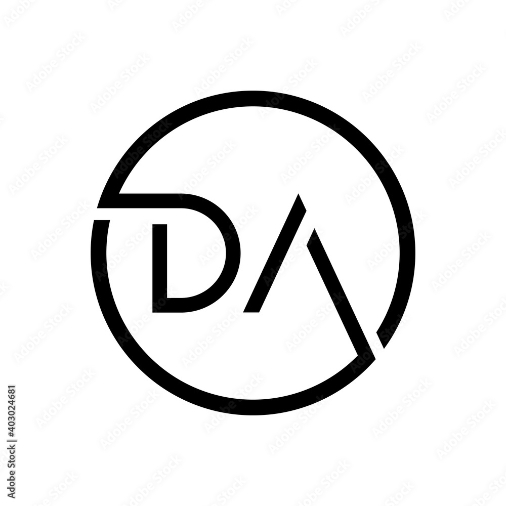 Initial DA Letter Logo Creative Typography Vector Template. Creative Circle Letter DA Logo Design Initial DA Letter Logo Creative Typography Vector Template. Creative Circle Letter DA Logo Design