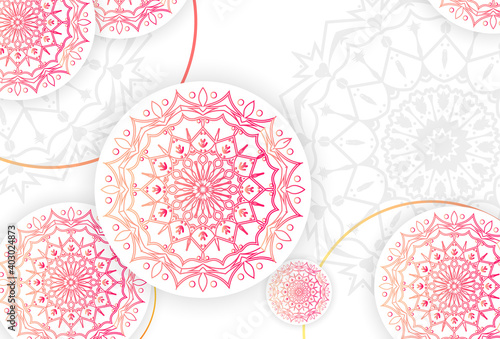 Beautiful mandala ornament background isolated on white circle vector illustration