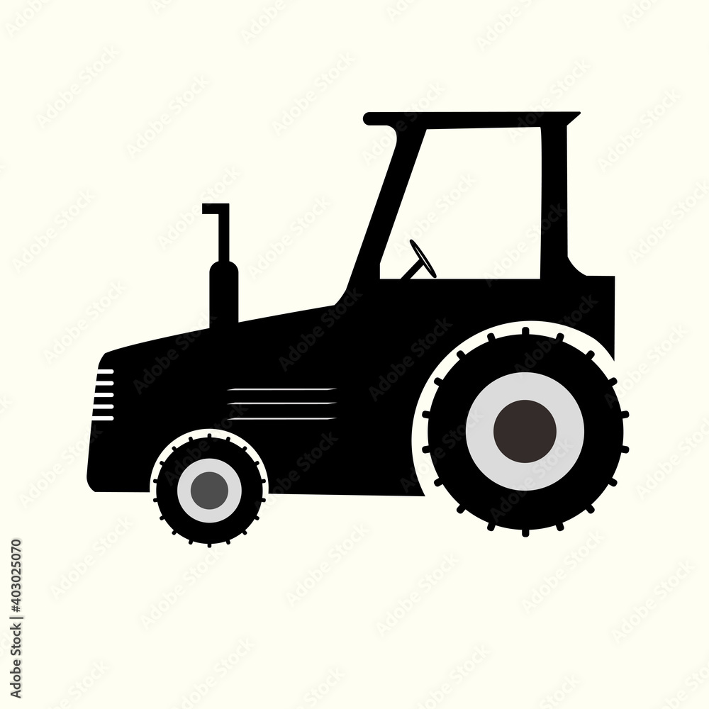 Flat and minimal tractor icon isolated on white background vector design Flat and minimal tractor icon isolated on white background vector design