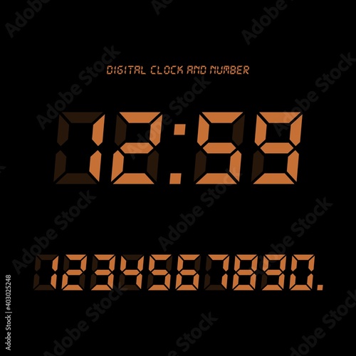 Digital clock & number set, Electronic figures.