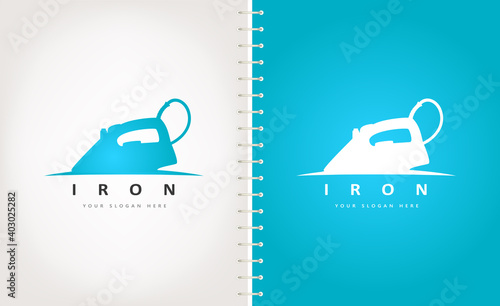 Electric iron logo vector. Small household appliances design.