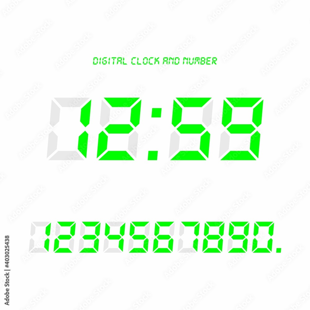 Digital clock & number set, Electronic figures. Digital clock & number set, Electronic figures.