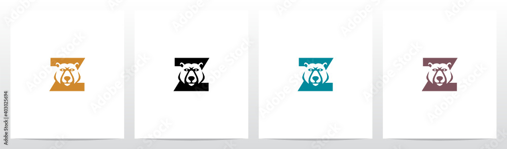  Bear Head On Letter Logo Design Z