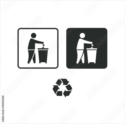 the trash here icon, vector art.