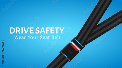 Creative vector illustration of drive safety seat belt. Art design road strap. Safety advice for wearing seat belts