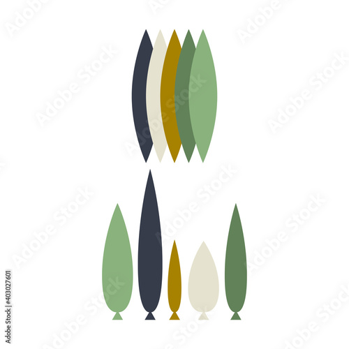 Pastel shades. Trees. leaves. flat design. vector