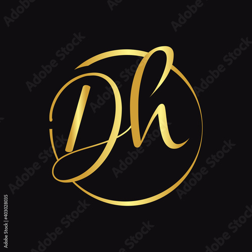Initial DH Script Letter Type Logo Design With Modern Typography Vector Template. Creative Script Letter DH Logo Design