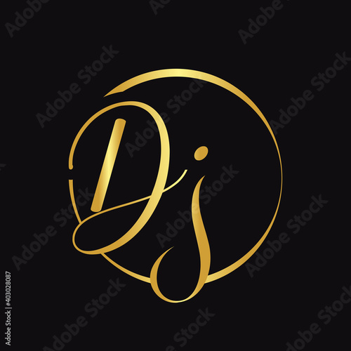 Initial DJ Script Letter Type Logo Design With Modern Typography Vector Template. Creative Script Letter DJ Logo Design