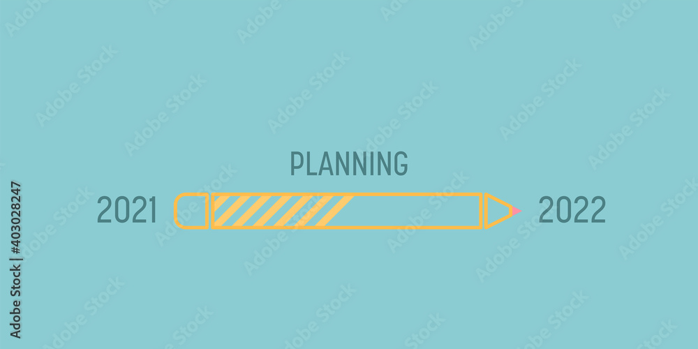 Fototapeta premium Loading bar for 2022 goal planning business concept, vector illustration for graphic design, flat style