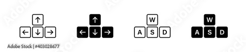 Keyboard button arrow and WASD set icon. Simple minimal flat vector for app and web photo