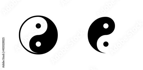 Yin Yang icons on white background.  Isolated vector illustration flat