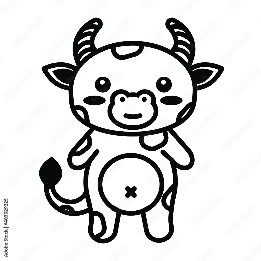 editable line, stroke. Hand Drawn vector illustration character. cute pet cow animal. Doodle cartoon style. Funny baby kids print. Outline symbol. Isolated vector illustration. Kawaii animal. editable line, stroke. Hand Drawn vector illustration character. cute pet cow animal. Doodle cartoon style. Funny baby kids print. Outline symbol. Isolated vector illustration. Kawaii animal.