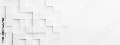 Panel kuchenny z motywem Random shifted white cube boxes block background wallpaper banner with copy space