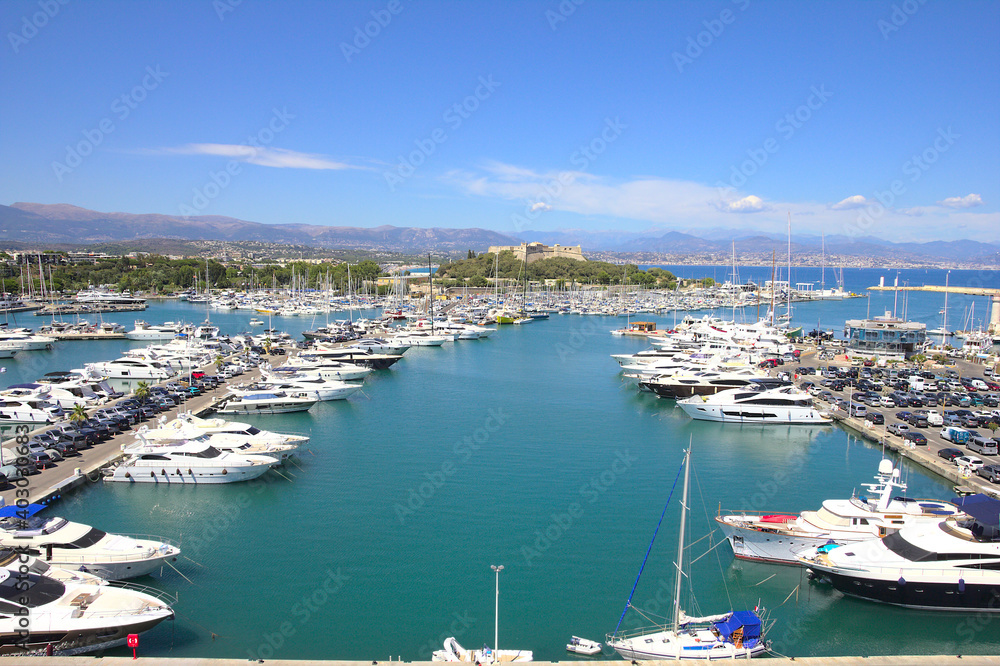 Yachts in the port of Antibes, French Riviera