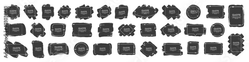 Quote box frame, big set. Texting quote boxes. Blank template quote text info design boxes quotation bubble blog quotes symbols. Creative vector banner illustration. Vector brushes background.