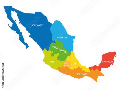Mexico - map of regions
