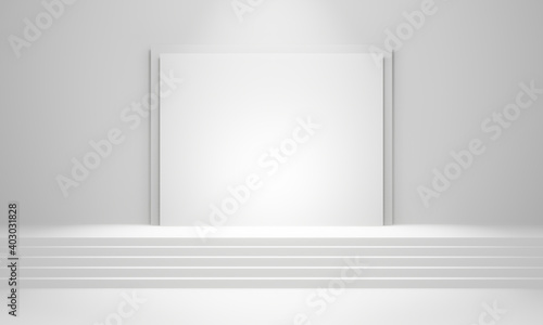 3D rendered white stair stage