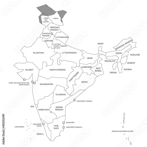 India - political map of administrative divisions