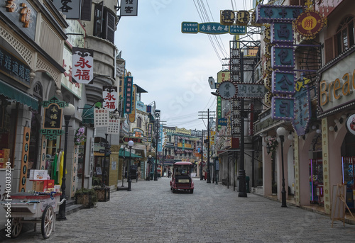  The Hengdian’s world studio for shooting film studio, The famous place for travel destination and tourist. The unesco world heritage of China. It's Guangzhou-Hongkong street zone for travel.