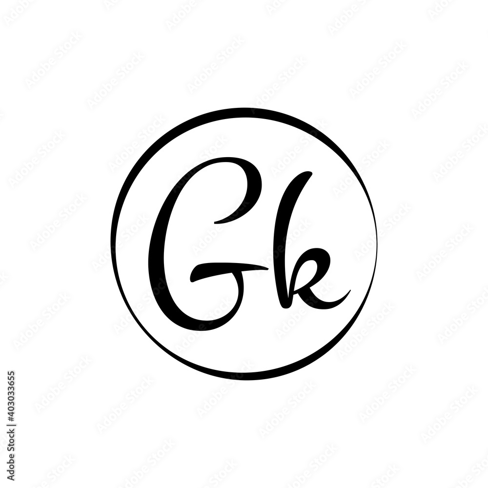 Initial GK Script Letter Logo Creative Typography Vector Template. Creative Script Letter GK logo Design Initial GK Script Letter Logo Creative Typography Vector Template. Creative Script Letter GK logo Design