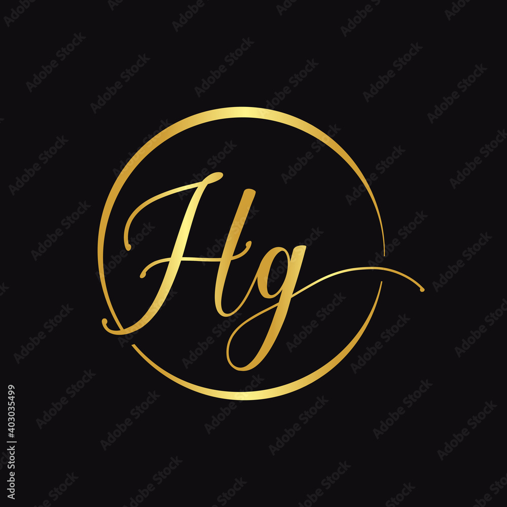 HG Script Logo Design Vector Template. Initial Calligraphy Letter HG Vector Illustration HG Script Logo Design Vector Template. Initial Calligraphy Letter HG Vector Illustration