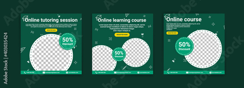 Online courses and classes. Social media post templates for digital marketing and promotion. Advertisements for webinars. Keep studying even at home.