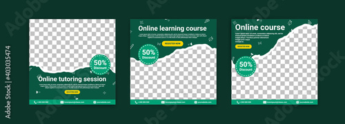 Online courses and classes. Social media post templates for digital marketing and promotion. Advertisements for webinars. Keep studying even at home.
