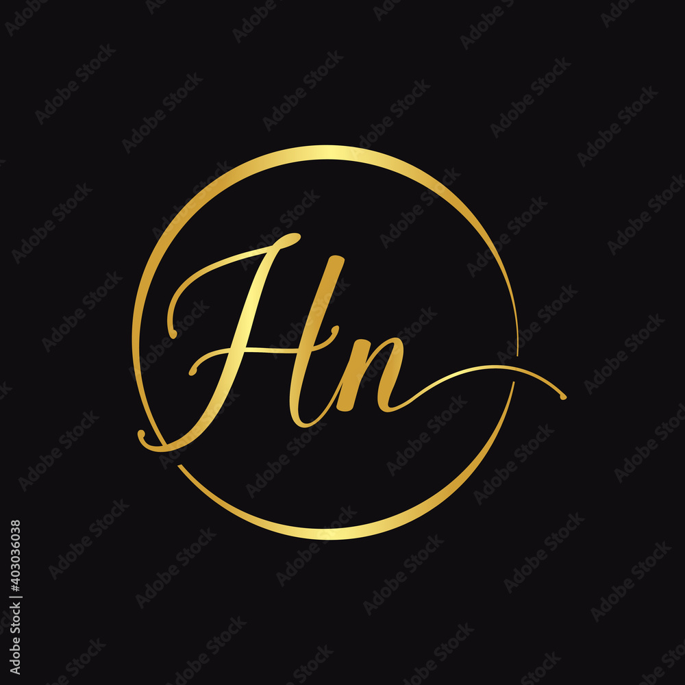 HN Script Logo Design Vector Template. Initial Calligraphy Letter HN Vector Illustration