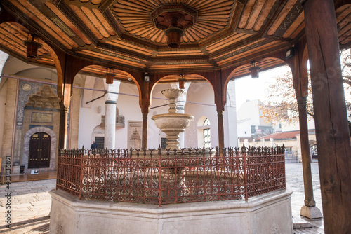 Mosque with fountain in front Sadrvan photo