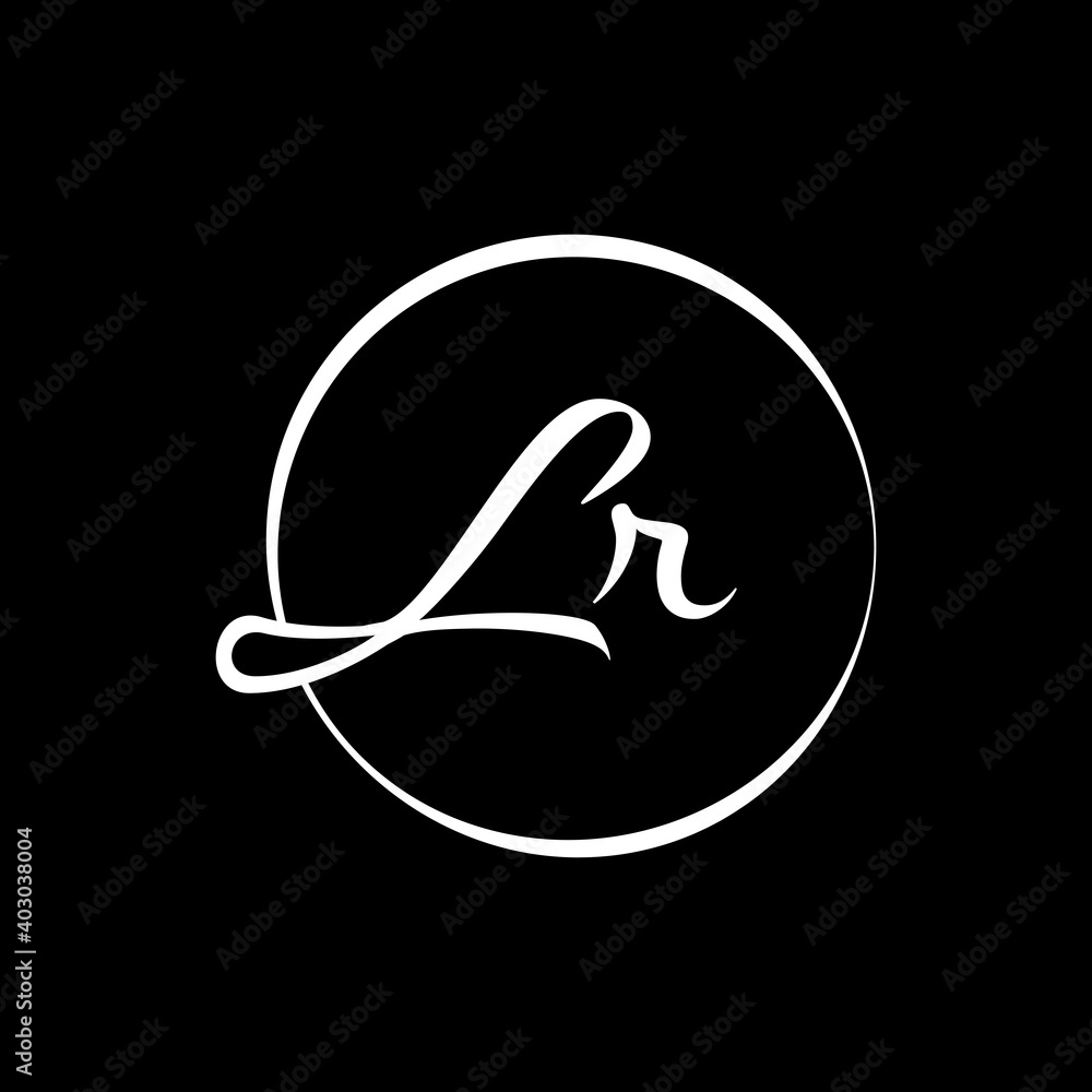 Obraz premium Initial LR letter Logo Design vector Template. Abstract Script Letter LR logo Design