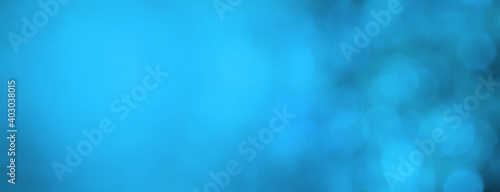 Blue abstract background banner, bokeh light effect texture with copy space, modern art design