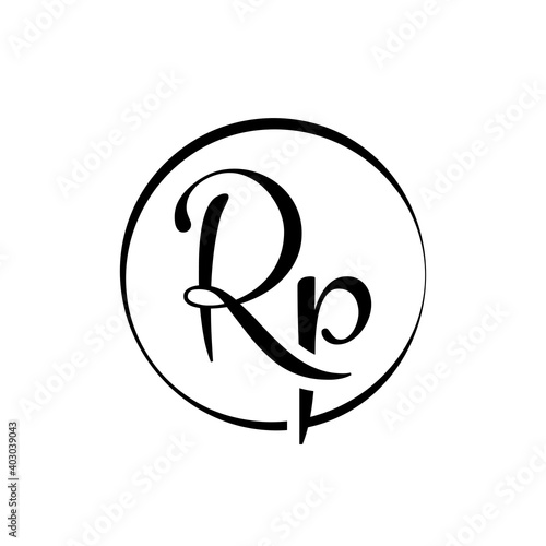 Initial rp letter Logo Design vector Template. Abstract Script Letter rp logo design.