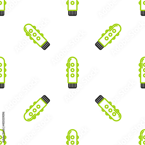 Line Dildo vibrator for sex games icon isolated seamless pattern on white background. Sex toy for adult. Vaginal exercise machines for intimate. Vector Illustration.