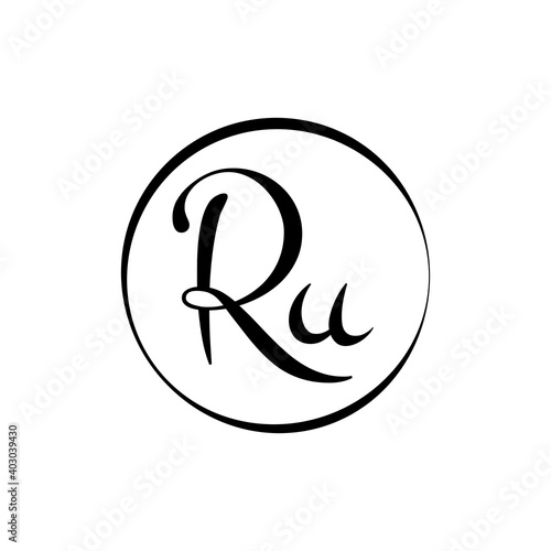 Initial ru letter Logo Design vector Template. Abstract Script Letter ru logo design.