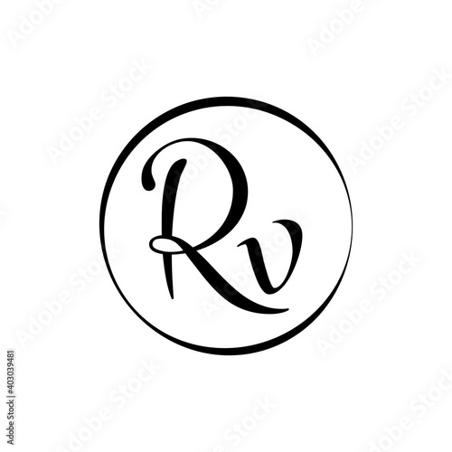 Initial rv letter Logo Design vector Template. Abstract Script Letter rv logo design.