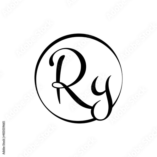 Initial ry letter Logo Design vector Template. Abstract Script Letter ry logo design.