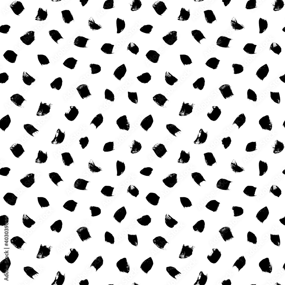 Big dots vector seamless pattern. Polka dot motif wallpaper. Abstract pattern of bold black shabby dots or spots on white background. Hand drawn black ornament for wallpaper, textile and fabric design Big dots vector seamless pattern. Polka dot motif wallpaper. Abstract pattern of bold black shabby dots or spots on white background. Hand drawn black ornament for wallpaper, textile and fabric design
