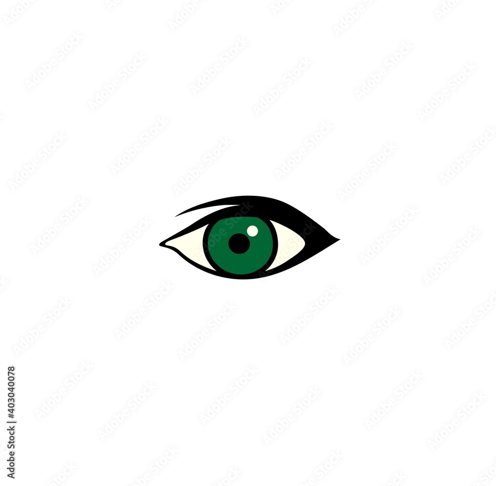 Woman green stylized eye isolated on white background Woman green stylized eye isolated on white background