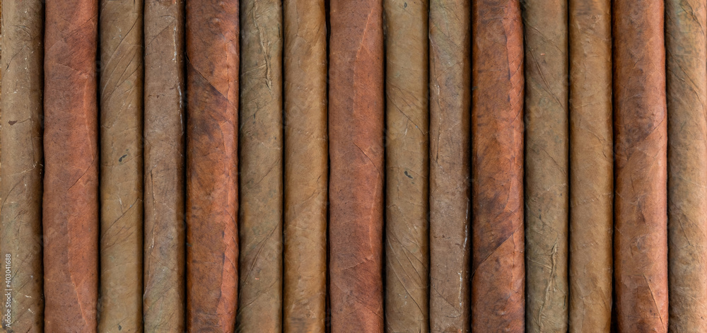 Cuban cigars variety background, texture. Closeup, top view Cuban cigars variety background, texture. Closeup, top view