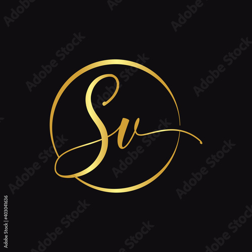 Initial SV letter Logo Design vector Template. Abstract Script Letter SV logo Design