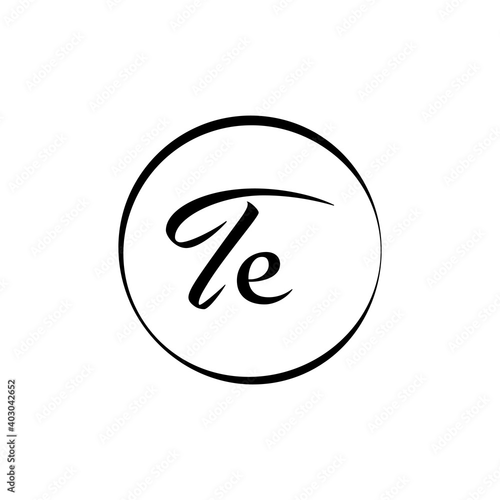 Obraz premium Initial TE letter Logo Design vector Template. Abstract Script Letter TE logo Design